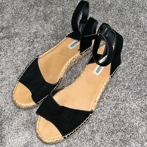 Steve Madden Black Suede Espadrille Sandals